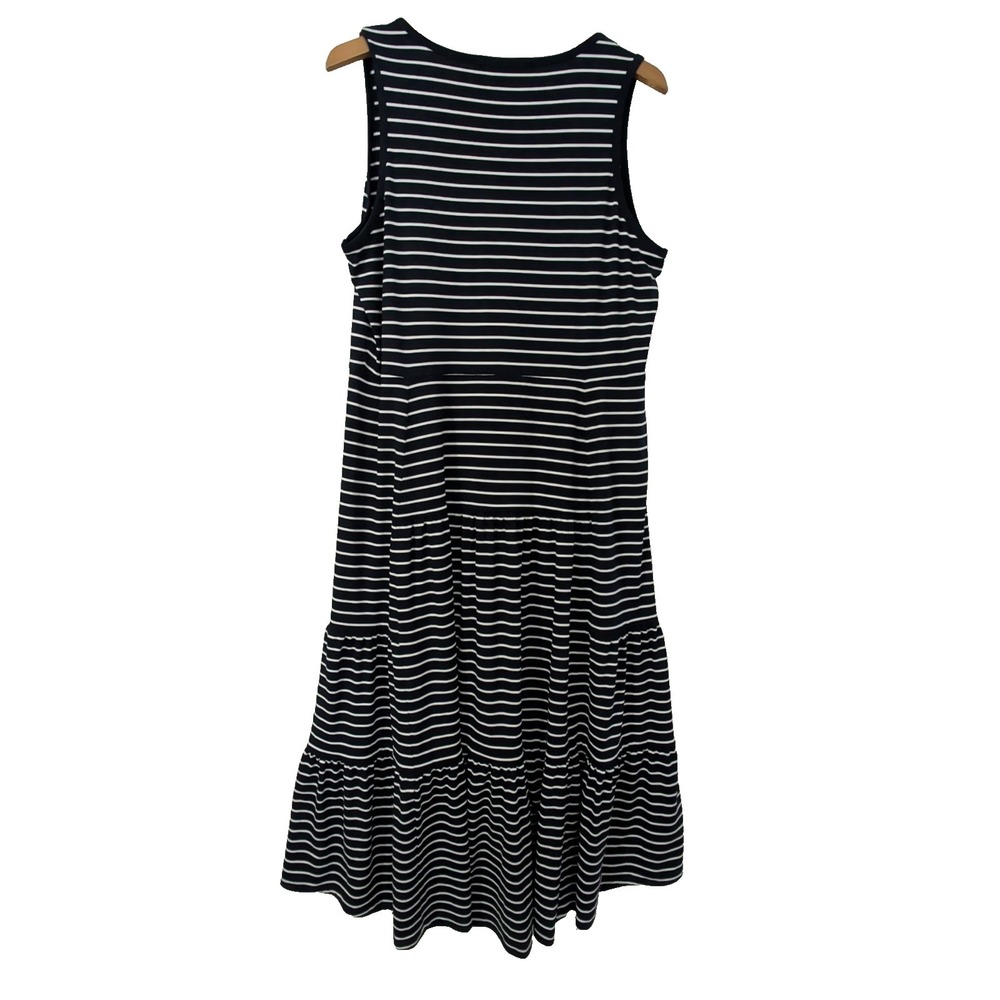 Tommy Hilfiger Maxi Dress Womens L Blue White Stripe Stretch Beach Vaca Nautical - Picture 2 of 8